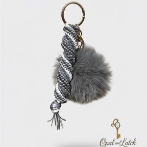 Gray Pom Pom Keychain